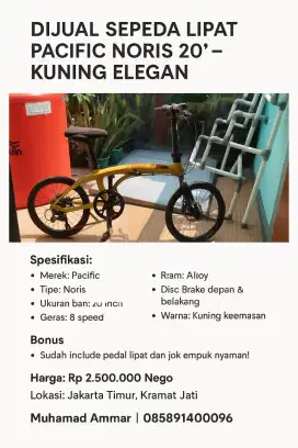 Sepeda lipat pacific noris 2.0 - kuning elegan
