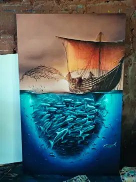 Dijual lukisan kanvas yesus 90x130 cm