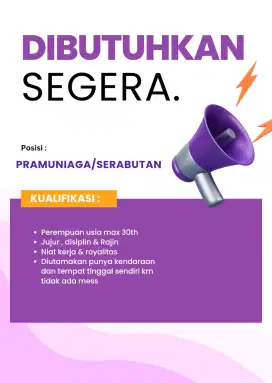 Dibutuhkan segera!!
