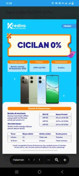 CICILAN OPPO PAKAI KREDIVO 0%
