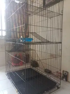 Kandang kucing tingkat empat besar jumbo besi tebal