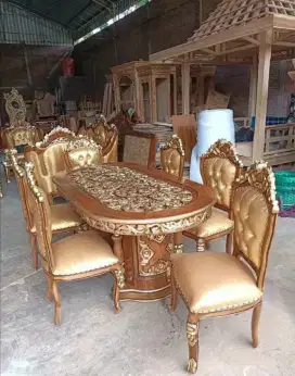 Meja makan Salina 6 kursi jati