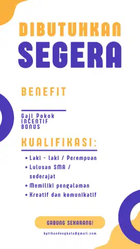 Dibutuhkan Posisi Sales dan Supervisor Wifi