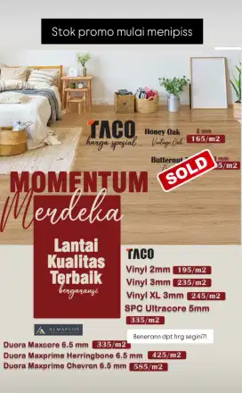 Vinil /vynil lantai | Taco floor / Lantai vinil dengan pasang