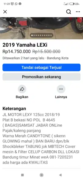 Yamaha LEXY 2019 (B)bekasi