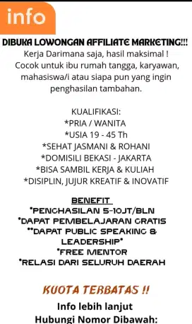 Di Buka Lowongan Affiliate Marketing