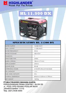 Genset 10.000 Watt Open