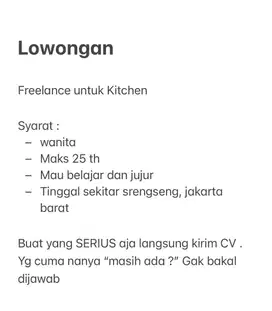 Lowongan Part time kitchen