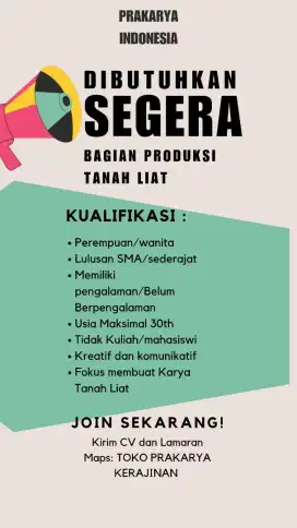 Bagian produksi kerajinan tangan tanah liat
