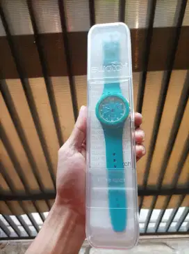 Jam swatch chrono blue dial