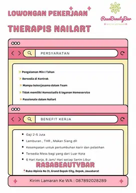 Lowongan kerja therapist eyelash dan nail art