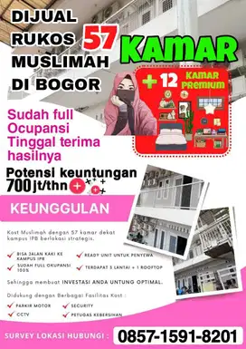 Dijual Kost Mahasiswi 69 kamar Ready fully furnished di Dramaga Bogor