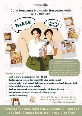 Dicari Baker & Asisten Baker BANDUNG