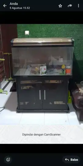 Dijual Aquarium set warna coklat gratis penyaringan