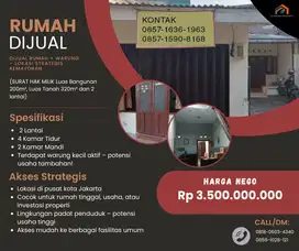 DIJUAL RUMAH + WARUNG – LOKASI STRATEGIS KEMAYORAN, JAKARTA PUSAT