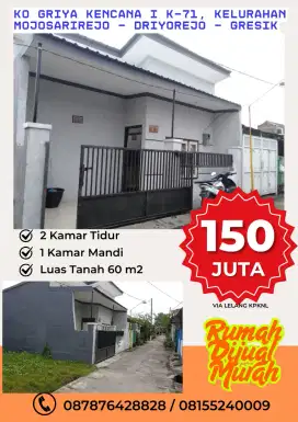 RUMAH KO GRIYA KENCANA MOJOSARIREJO DRIYOREJO GRESIK DIJUAL MURAH