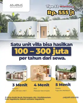 Satu unit villa bisa hasilkan 100 - 300 juta pertahun dari hasil sewa