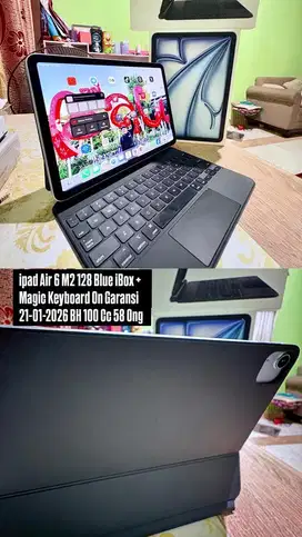 ipad air 6 m2 128 blue resmi/ibox free magic keyboard