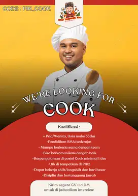 Lowongan Cook dan Admin Accounting untuk Restoran di PIK2