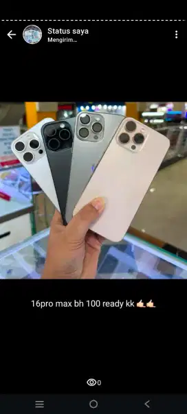 Dijual cepat 16 pm 256 gb bh 100 ibox  (white)