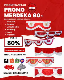 Bendera Merah Putih Backdrop 5 meter gelombang