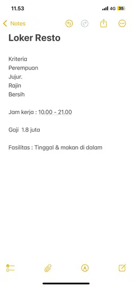 Dicari karyawan untuk Resto Padang (UMKM)