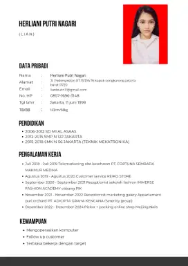 Saya mencari pekerjaan Admin/CS/marketing/packing