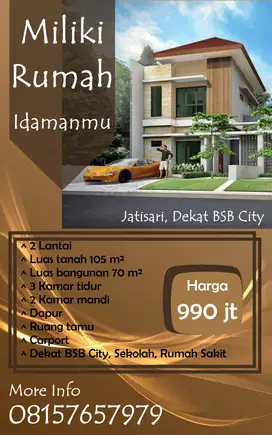 Dijual Cepat BU Rumah 2LT di Jatisari Mijen