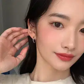 Anting Hoops Pria Wanita Titanium Anti Karat Silver bulat Tindik Jepit