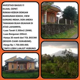 Rumah Villa kebun buah produktif 32 mnt ke tol Parungkuda -Skbm