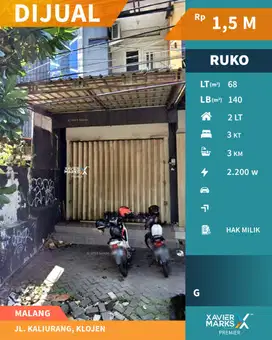 Dijual Ruko 2 Lantai Jl Kaliurang, Klojen Lokasi Strategis di Malang