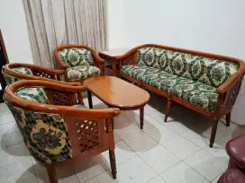 Kursi Tamu Jati Set Sofa Bangku Meja Ruang Kayu Ukir Antik Minimalis