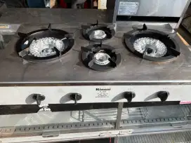 Kompor rinai 4 tungku low pressure ukuran 86x46x16
