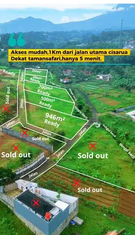 Jual tanah shm Strategis dicisarua puncak bogor