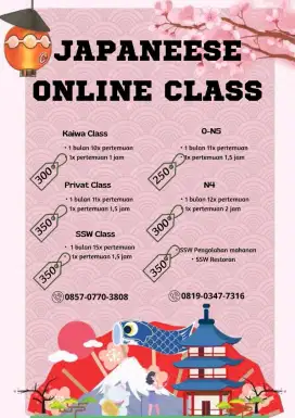 Kelas Bahasa Jepang/Ssw Resto, PM, Driver