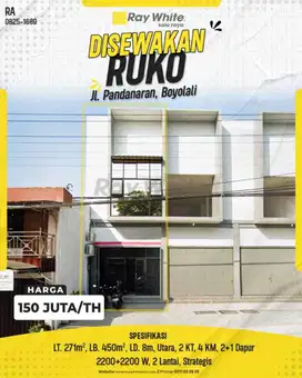 Disewakan Ruko Strategis di Pusat Bisnis Jl. Pandanaran, Boyolali