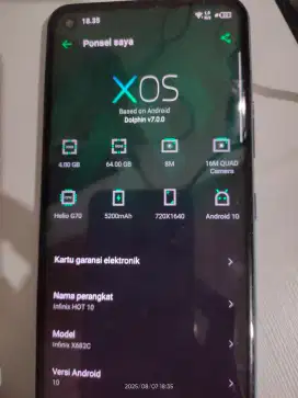 Jual HP infinix hot 10 second