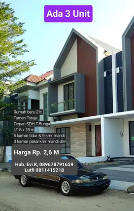 Di Jual Rumah Baru 2 lt, Taman Toraja, Tanjung Bunga