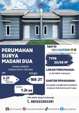 DI JUAL PERUMAHAN SURYA MADANI DUA