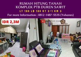 Rumah 180mtr komplek PTB Duren sawit hitung tanah