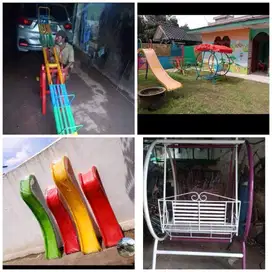 Perosotan, ayunan, bola dunia, playground, mainan Tk dll