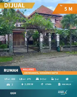 Harga BU Dijual Cepat Rumah di Griyashanta Malang Dekat Suhat