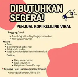 LOWONGAN PENJUAL KOPI KELILING VIRAL