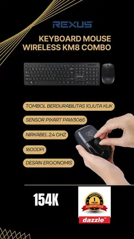 Rexus Keyboard Mouse Wireless KM8 Combo