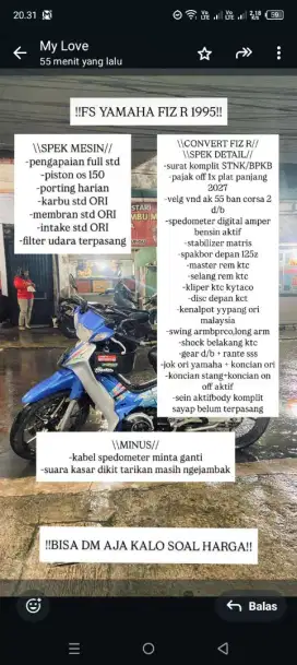 F1ZR cepet murah 1995 nego