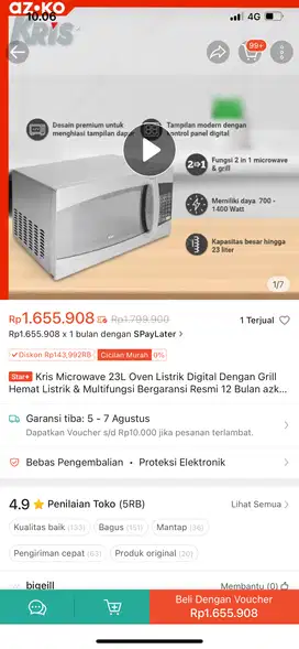 Kris microwave 23L oven listrik digital