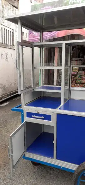 Gerobak aluminium kaca bagus