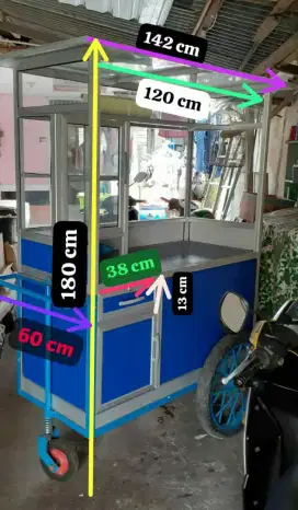 Gerobak aluminium kaca bagus