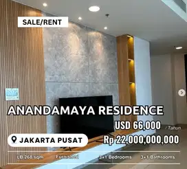 Disewa  Apartment  Anandamaya Residence 3BR uk268m2 Furnsihed jakpus