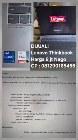Laptop Thinkbook i7 16GB RAM